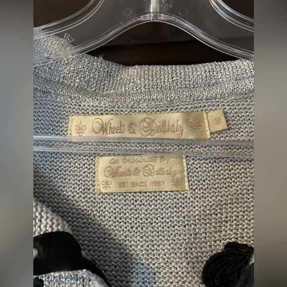 Dita Von Teese Wheels & Dollbaby Embroidered Silver Cardigan US12/AU16 - Picture 3 of 4